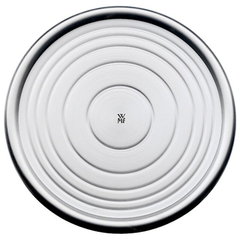 Runder Gläserteller aus Edelstahl mit konzentrischen Kreisen, Draufsicht