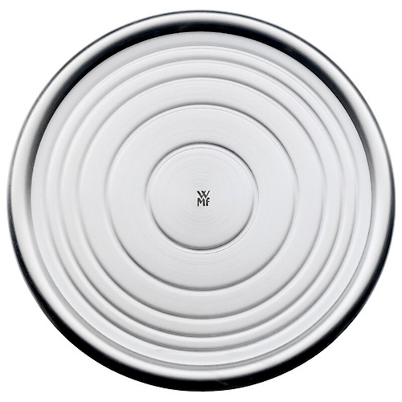 Runder Gläserteller aus Edelstahl mit konzentrischen Kreisen, Draufsicht