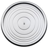 Runder Gläserteller aus Edelstahl mit konzentrischen Kreisen, Draufsicht