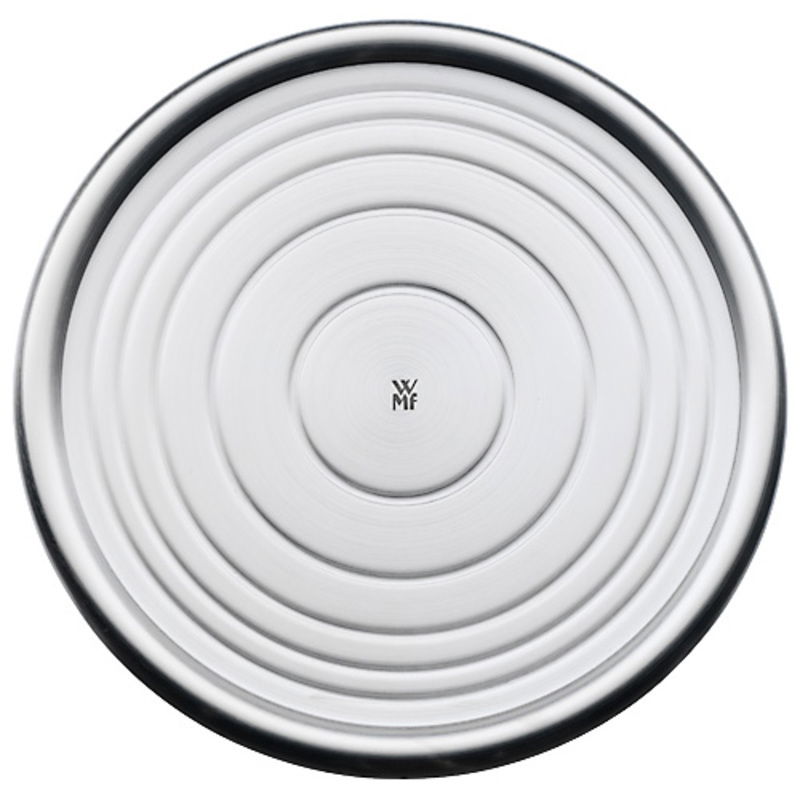 Runder Gläserteller aus Edelstahl mit konzentrischen Kreisen, Draufsicht