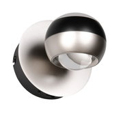 Moderne wandlamp ORBIT in zilver en zwart, zijaanzicht
