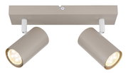 Zweiflammiger Deckenstrahler in Beige aus der Frontalperspektive