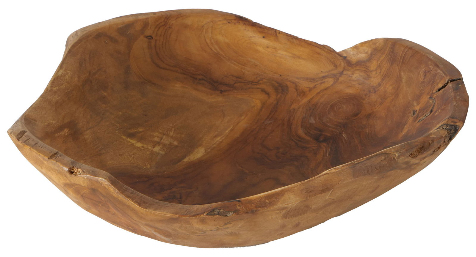 Holzschale Taylor, dekorativ, aus natürlichem Holz mit einzigartiger Maserung, seitliche Perspektive