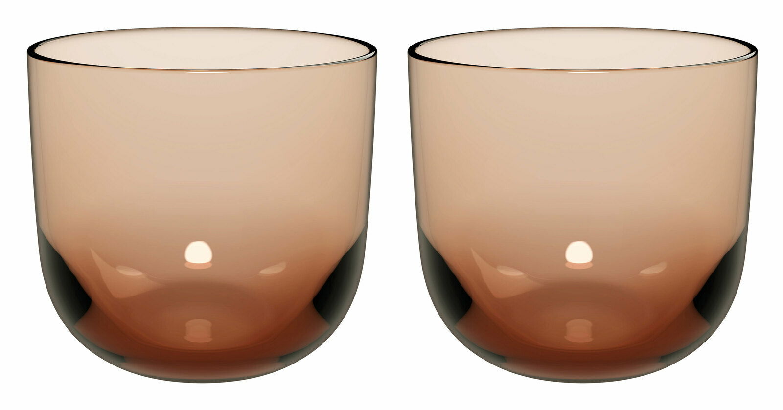 Like by Villeroy & Boch Wasserglas Set 2-tlg. LIKE CLAY Zwei braune Wassergläser in einem Set, frontal fotografiert.