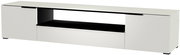 Weißes XL TV-Lowboard mit offenem Fach und zwei Türen, seitliche Perspektive