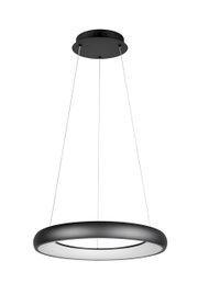Moderne, runde Pendelleuchte Cardona von Trio Leuchten in schwarzem Design, seitliche Perspektive