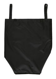 Schwarzer Pfandflaschen Sammelbehälter aus Stoff, Vorderansicht mit zwei Tragegriffen.