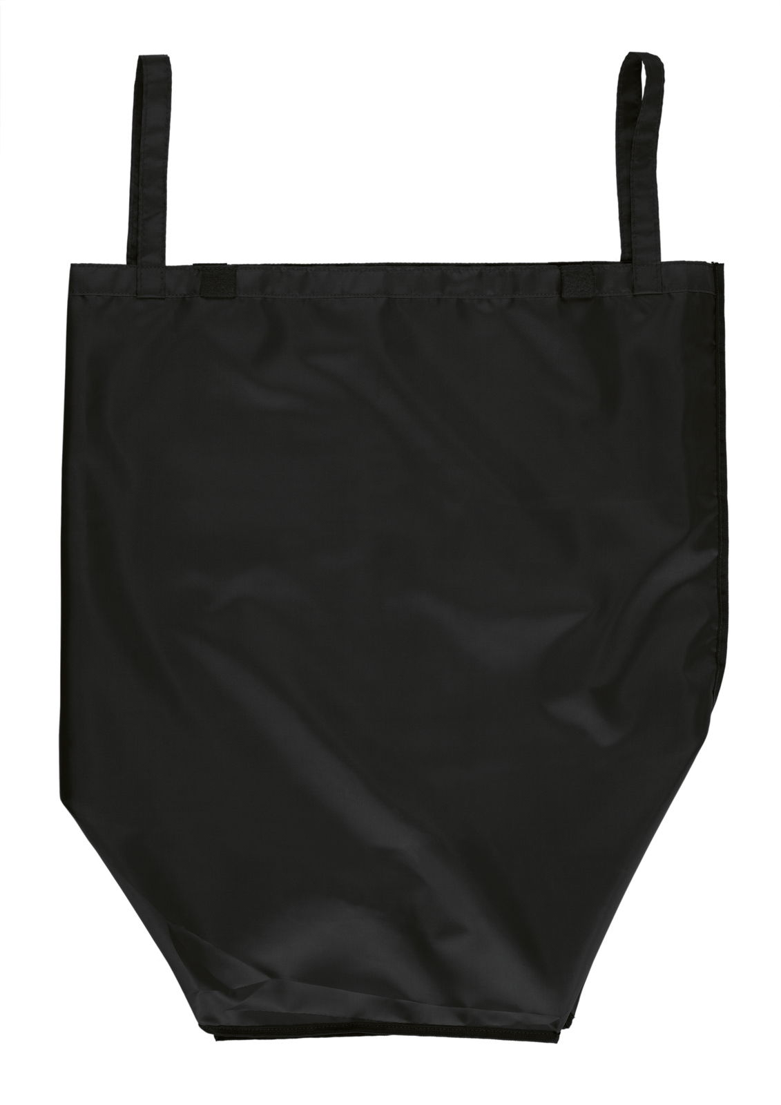 Schwarzer Pfandflaschen Sammelbehälter aus Stoff, Vorderansicht mit zwei Tragegriffen.