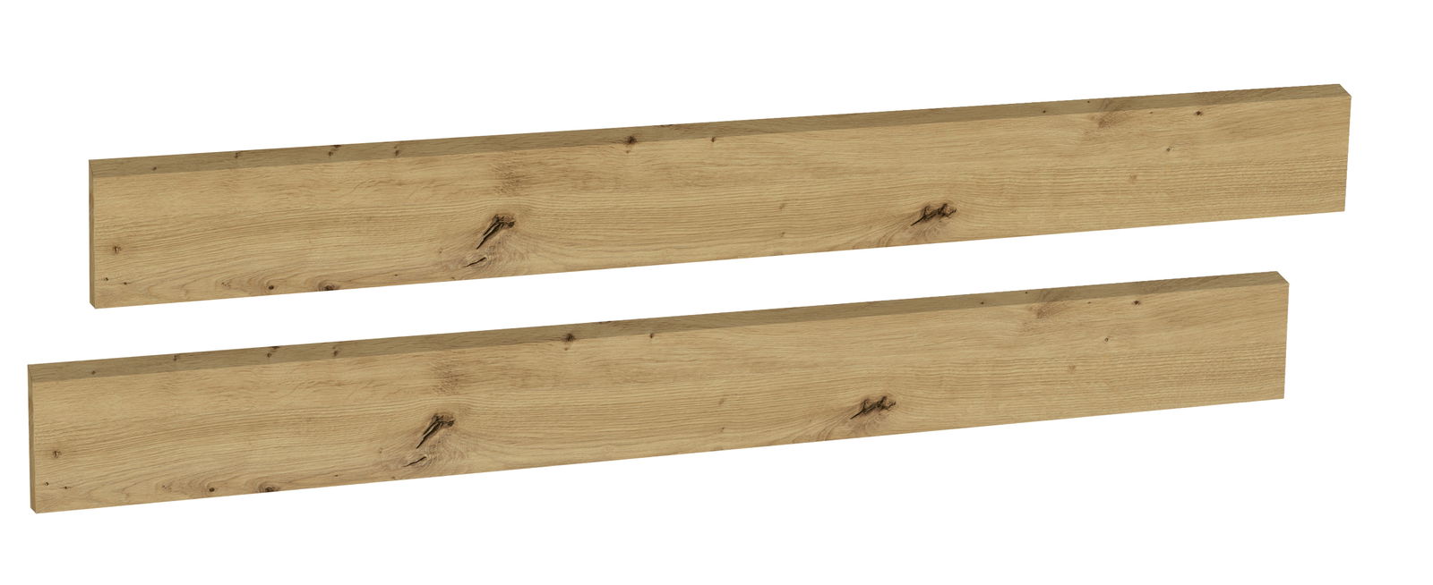 MyBaby Umbauseiten LILLY Zwei Holzplanken in Eichenoptik, seitliche Perspektive