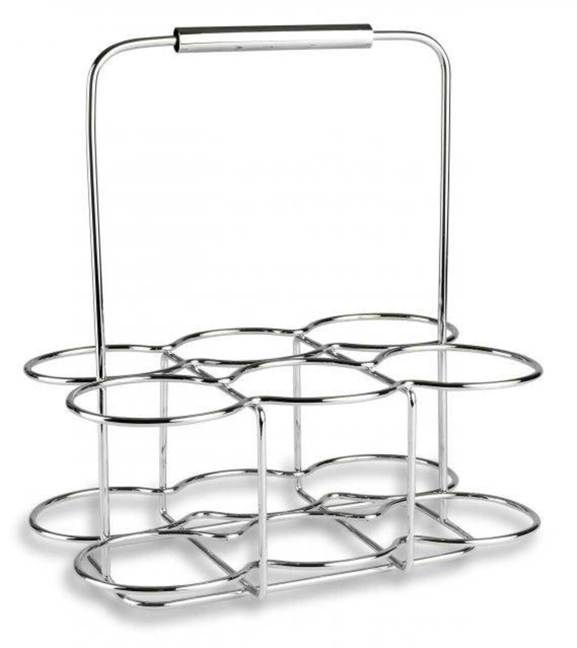 Flaschenträger aus Metall mit Platz für sechs Flaschen, seitliche Ansicht