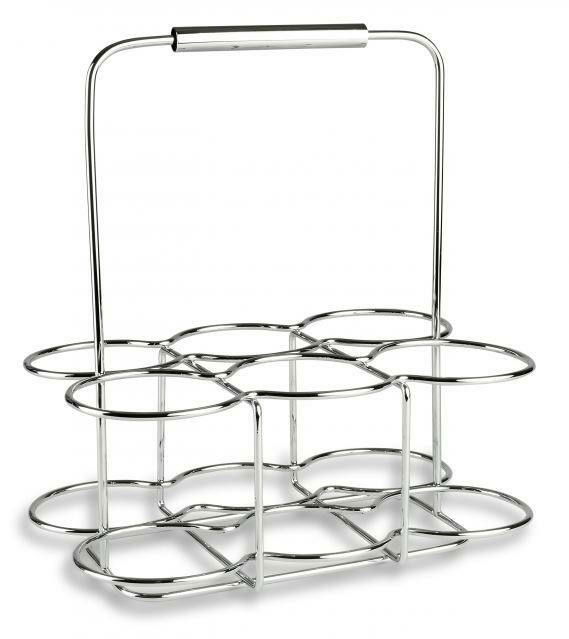 Flaschenträger aus Metall mit Platz für sechs Flaschen, seitliche Ansicht