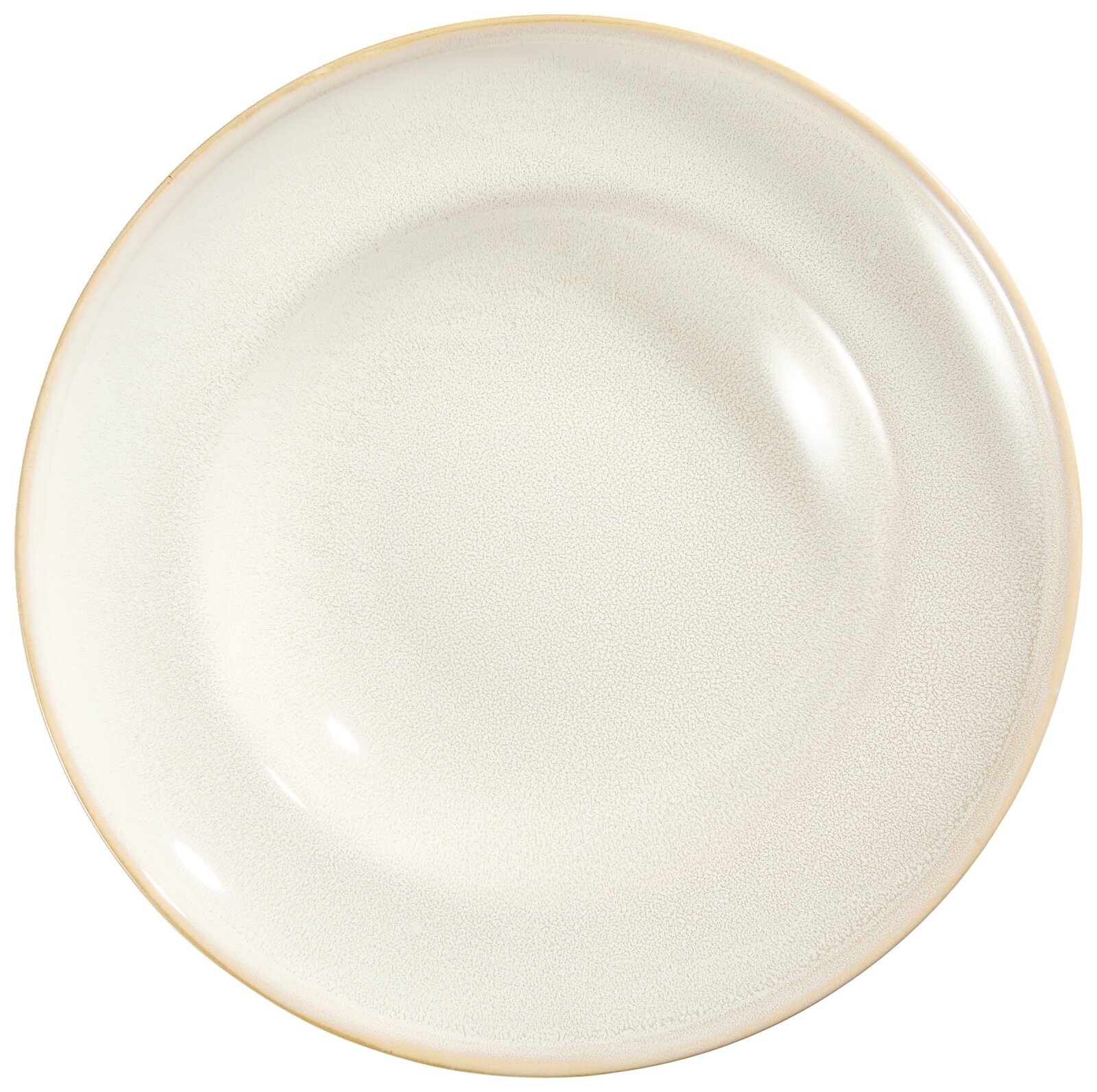 Novel Pastabord NEW COUNTRY Crèmekleurig rond keramisch bord met fijne gespikkelde glazuurstructuur en beige rand, van bovenaf gezien