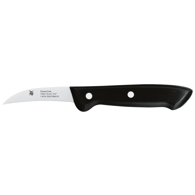 Schälmesser CLASSIC LINE 6cm mit schwarzem Griff, seitliche Ansicht