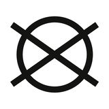 Symbol für nicht chemisch reinigen, schwarze Linien auf weißem Hintergrund, Vorderansicht