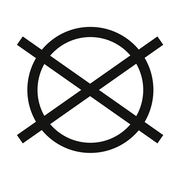 Symbol für nicht chemisch reinigen, schwarze Linien auf weißem Hintergrund, Vorderansicht