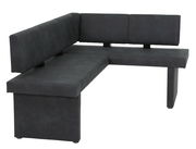 Eckbank in dunklem Stoffbezug, seitliche Perspektive