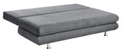 Graues Funktionssofa in Liegeposition, seitliche Perspektive