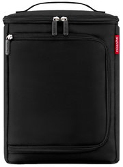 Schwarze Kühltasche mit Reißverschlüssen und Tragegriff, Vorderansicht