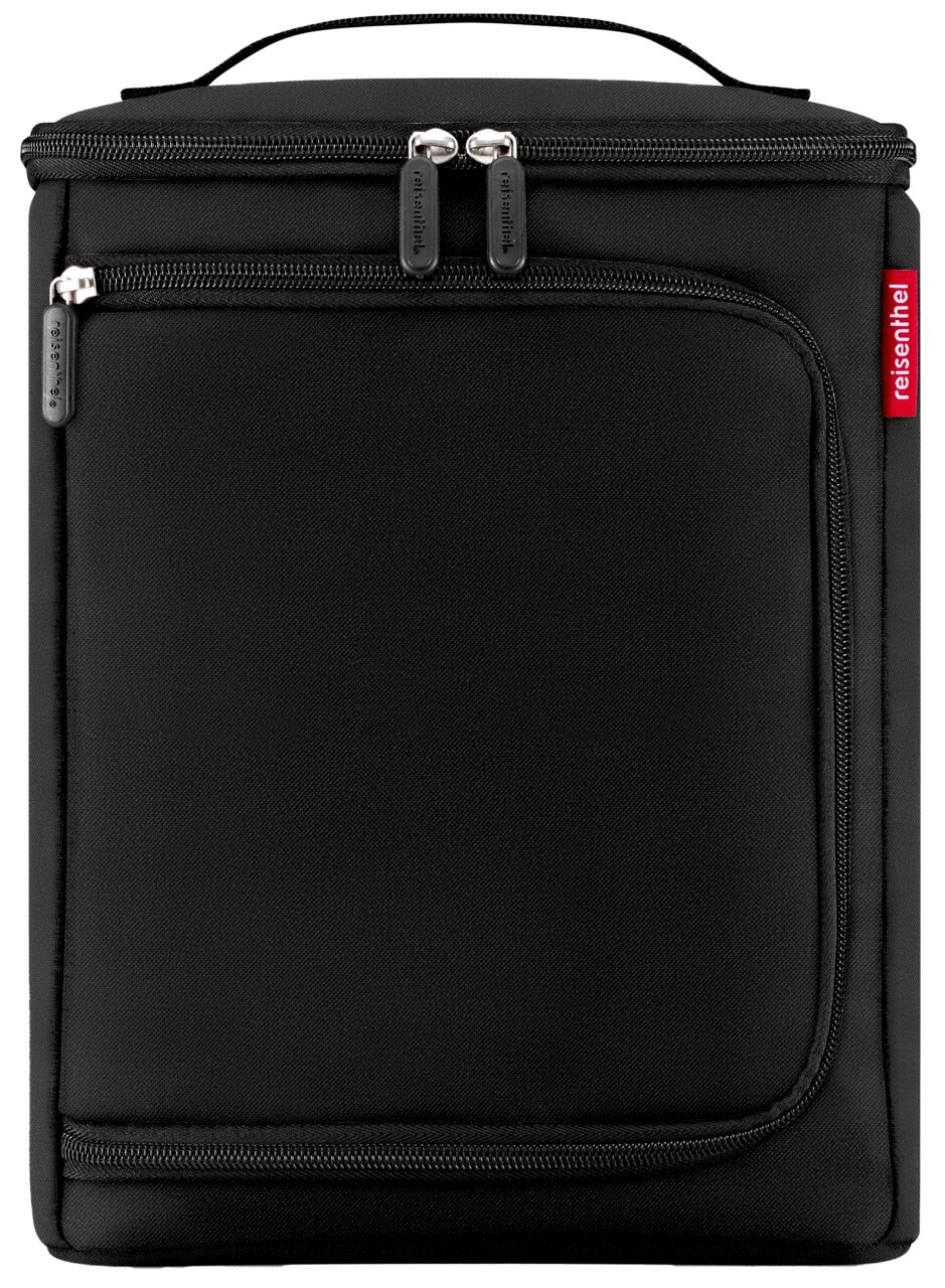 Schwarze Kühltasche mit Reißverschlüssen und Tragegriff, Vorderansicht