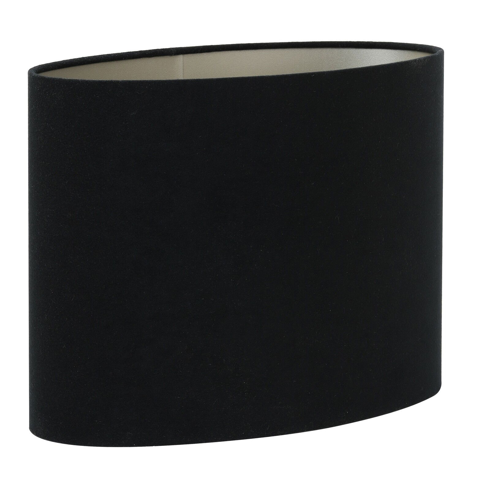 Schwarzer ovaler Lampenschirm, seitliche Perspektive