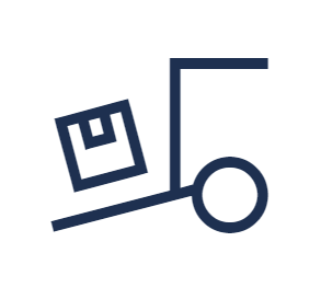 Icon einer Sackkarre, das eine Lieferung darstellen soll.