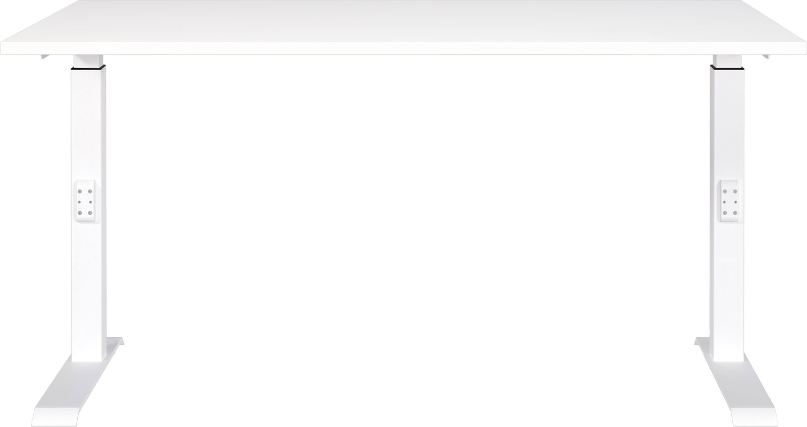 Höhenverstellbarer Schreibtisch in Weiß, Vorderansicht