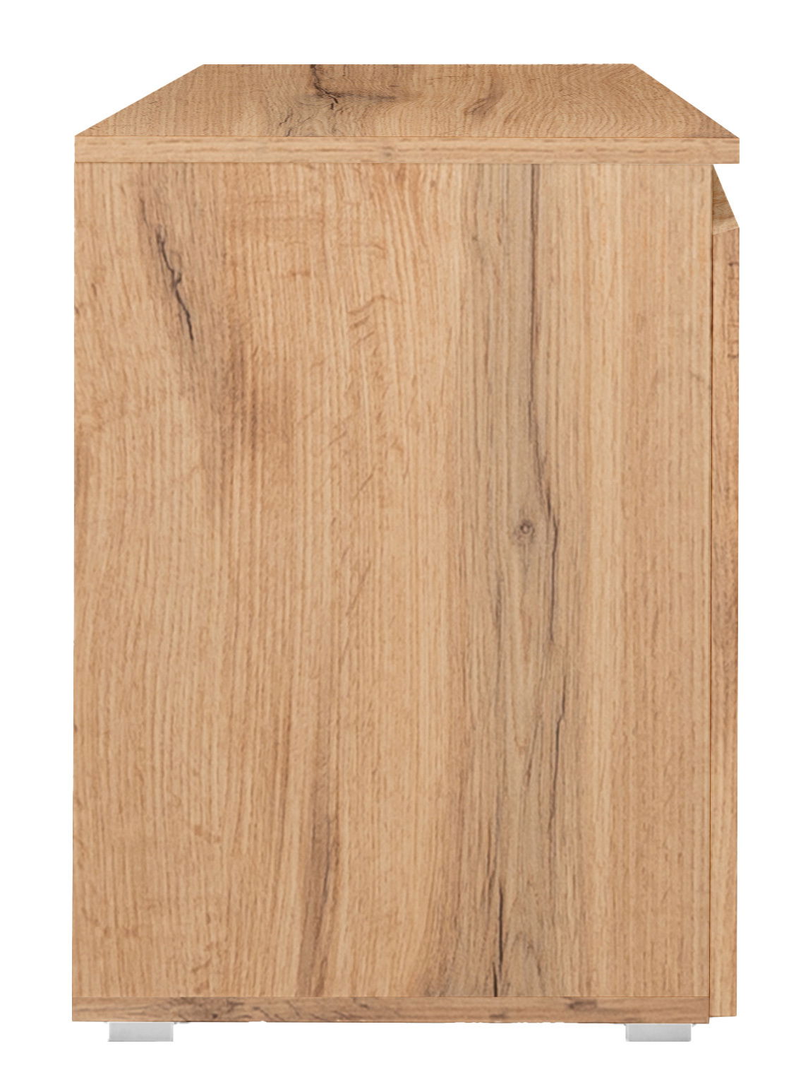 Seitenansicht einer Kommode aus hellem Holz mit natürlicher Maserung