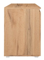 Seitenansicht einer Kommode aus hellem Holz mit natürlicher Maserung