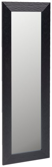 Rechteckiger Spiegel mit schwarzem, strukturiertem Rahmen, frontal abgebildet.