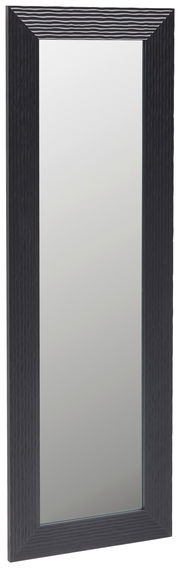 Rechteckiger Spiegel mit schwarzem, strukturiertem Rahmen, frontal abgebildet.