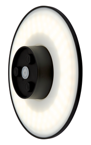 LED-Außenwandleuchte in runder Form, seitliche Perspektive