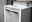 Modernes Waschbecken mit schwarzem Wasserhahn und integriertem Unterschrank, seitliche Perspektive