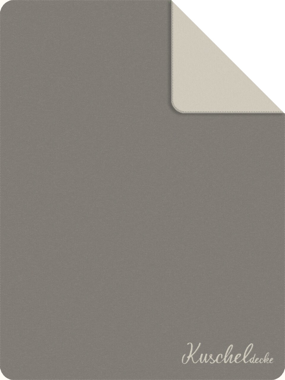 Graue Jacquard-Decke 150x200cm mit beiger Rückseite, Draufsicht
