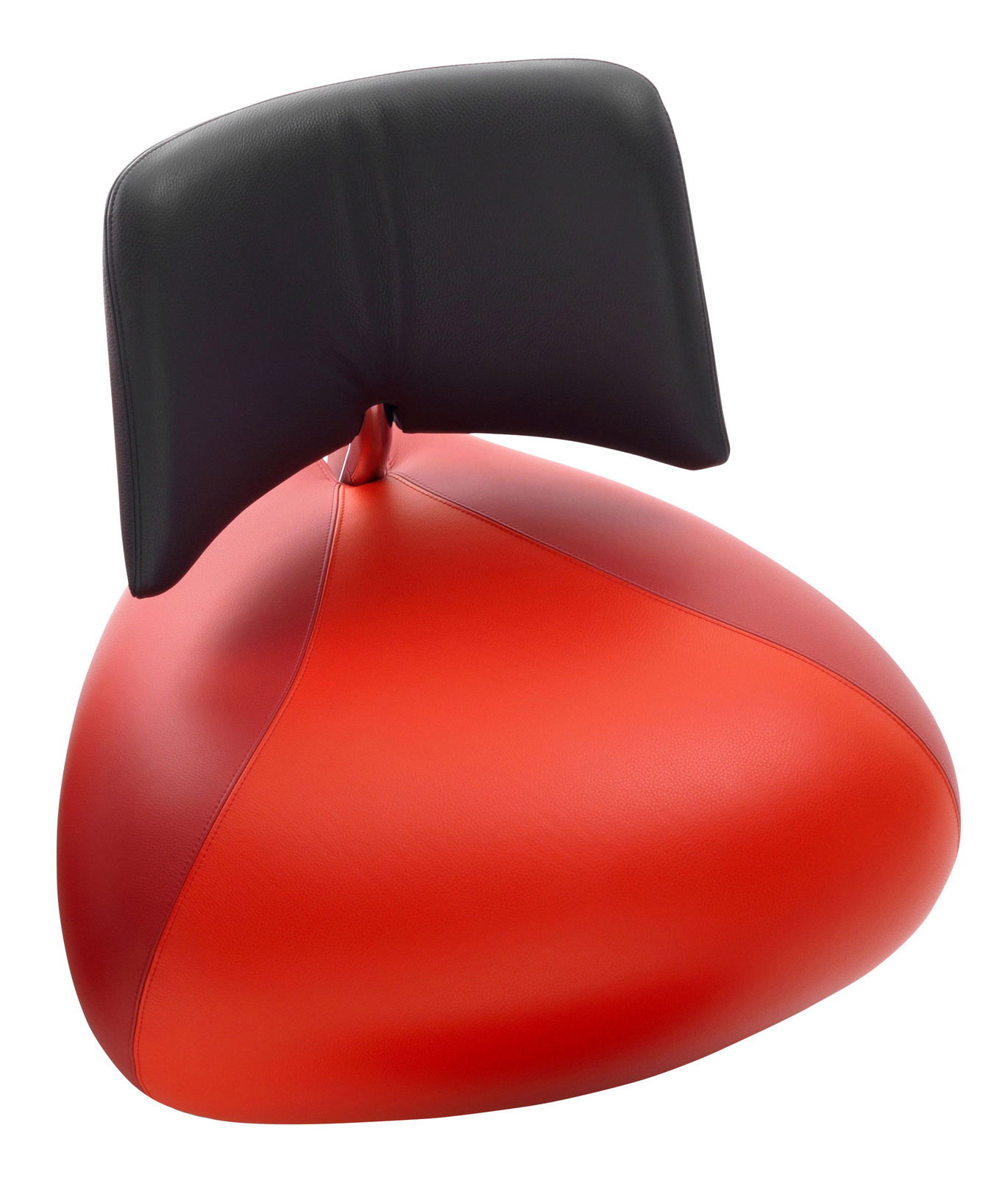 Leolux Sessel PALLONE in Rot und Schwarz, seitliche Perspektive