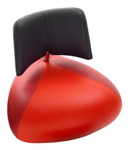 Leolux Sessel PALLONE in Rot und Schwarz, seitliche Perspektive