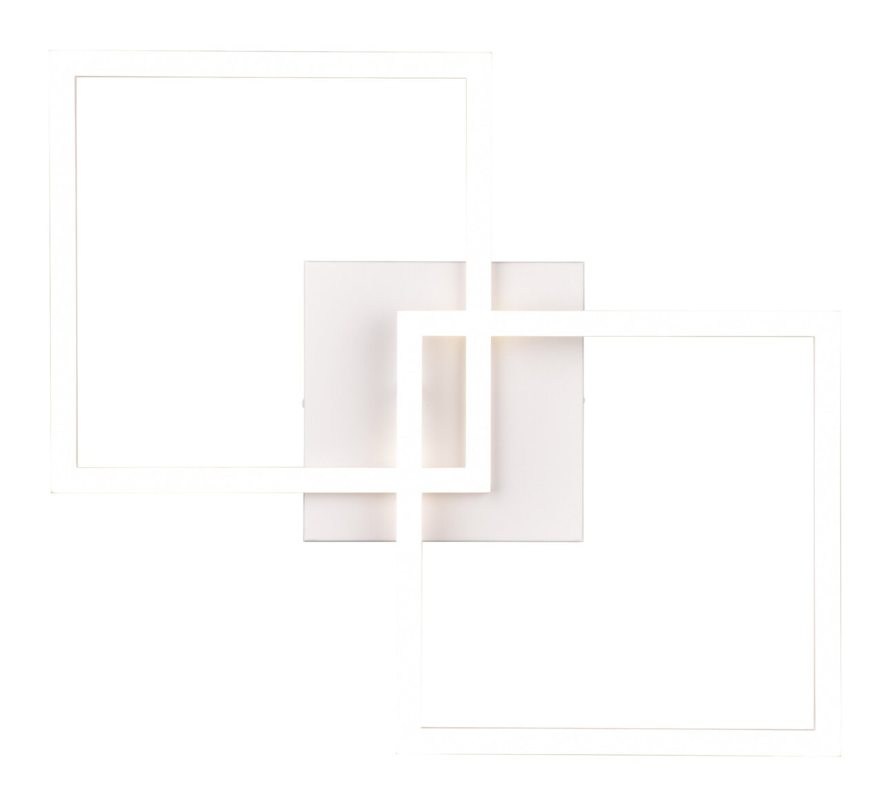 Moderne Deckenleuchte Trail mit überlappenden quadratischen Rahmen, Ansicht von vorne.