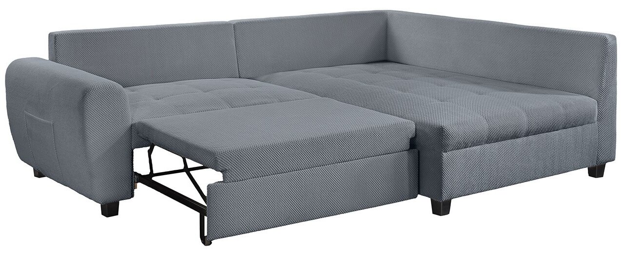 Graues Ecksofa mit ausziehbarem Bett, Perspektive von vorne links