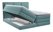 Boxspringbed XORA SWING in turkoois met open opbergruimte, zijaanzicht