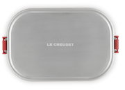 Lunchbox 900ml Kirschrot von oben mit silbernem Deckel und rotem Verschluss