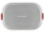 Lunchbox 900ml Kirschrot von oben mit silbernem Deckel und rotem Verschluss