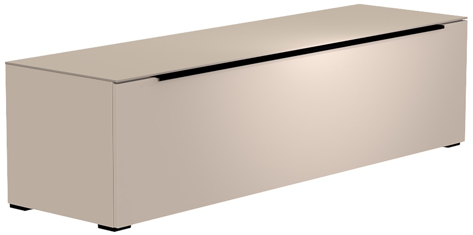 TV-Lowboard in beige aus seitlicher Perspektive