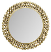 Ronde spiegel met gouden bolversiering, bovenaanzicht