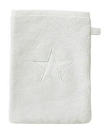 Weißer Kinderwaschlappen mit eingesticktem Sternmotiv, Vorderansicht