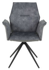 Grauer Armlehnstuhl mit modernem Design, Vorderansicht