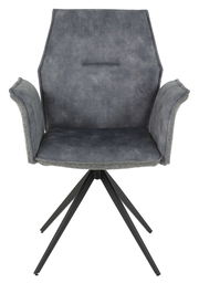 Grauer Armlehnstuhl mit modernem Design, Vorderansicht