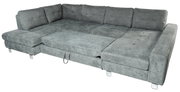 Graues Ecksofa mit Schlaffunktion, Perspektive von oben rechts