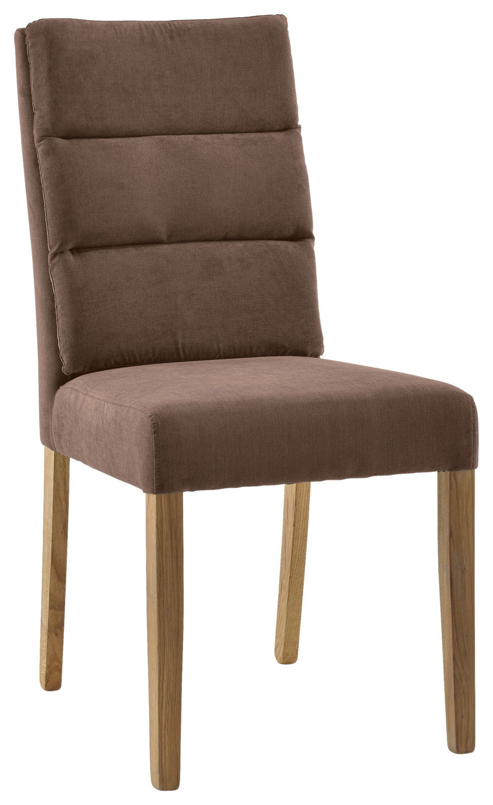 Cantus Stuhl NAOMI Brauner Polsterstuhl mit Holzbeinen, seitliche Perspektive