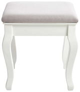 Weißer Hocker mit gepolsterter Sitzfläche in Frontalansicht