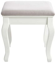 Weißer Hocker mit gepolsterter Sitzfläche in Frontalansicht