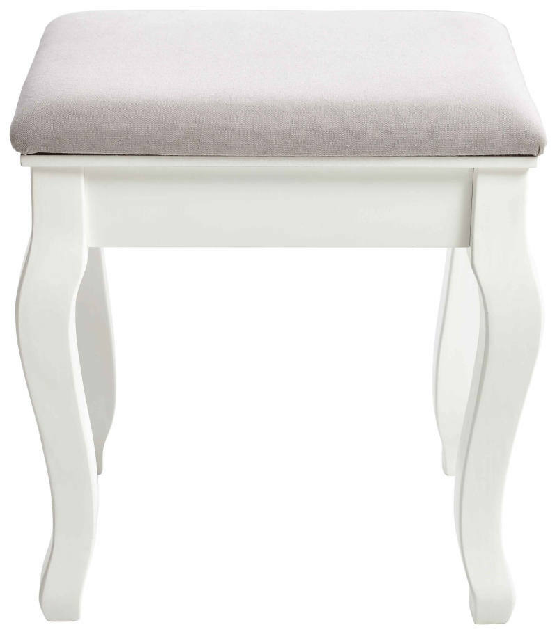 Weißer Hocker mit gepolsterter Sitzfläche in Frontalansicht